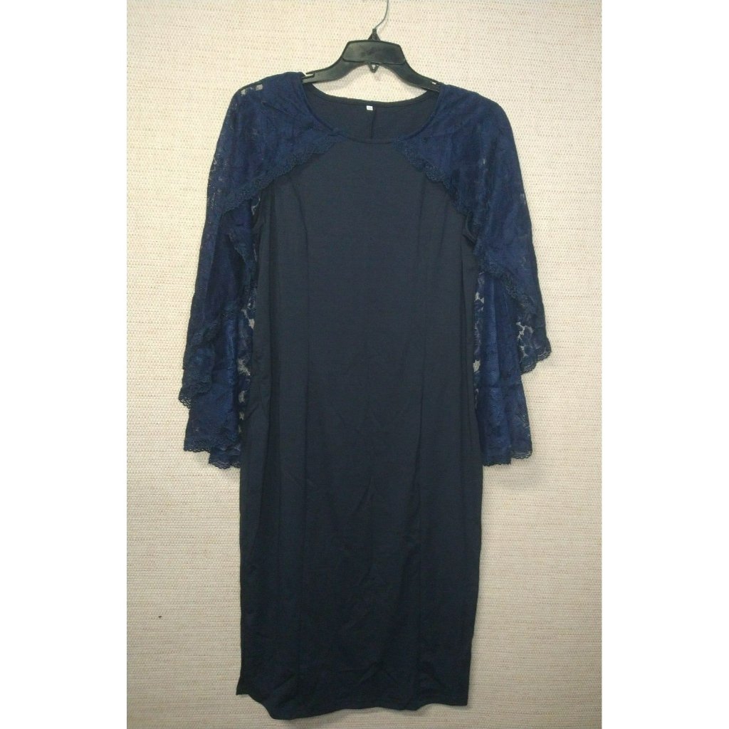 Plus Size Navy Cocktail Overlay Lace Cape Dress Size Xxl